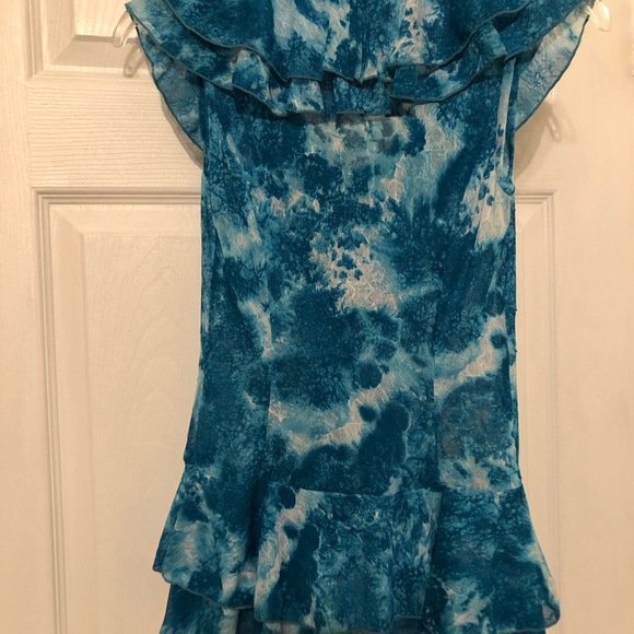 INC Turquoise ruffle blouse - Picture 3 of 4